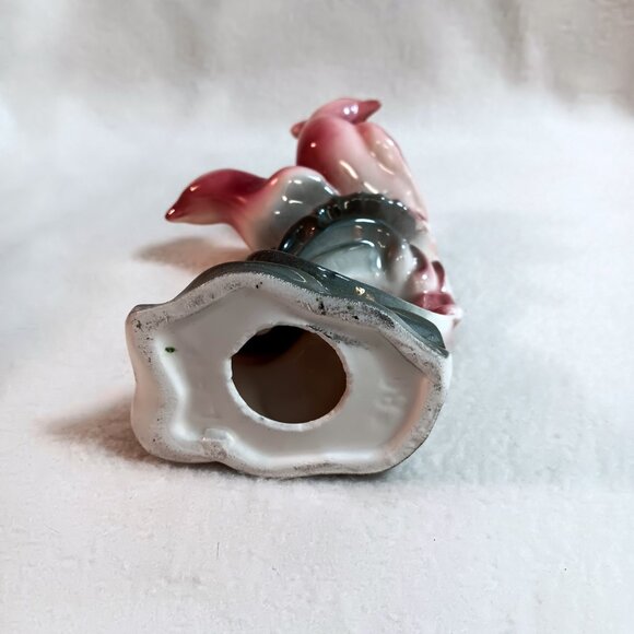 L.A. Pottery birds w/ crests figurine rose & olive green MCM - Picture 6 of 9